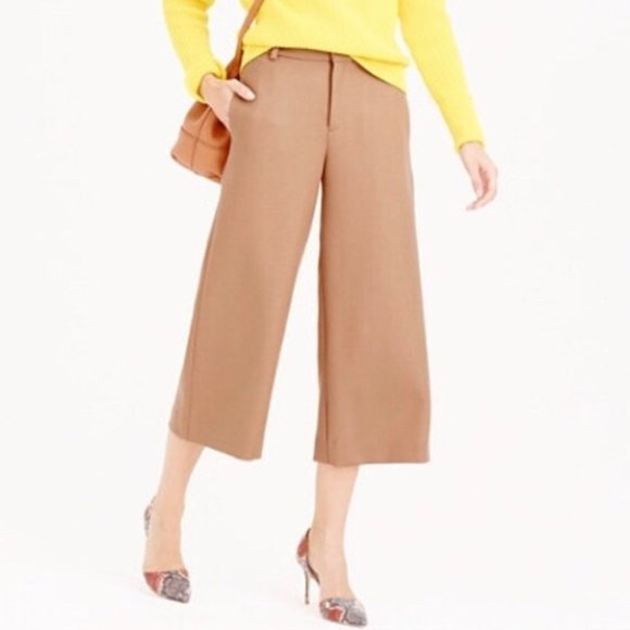 J.Crew - Women's Size 6 Saddle Wool Blend Cropped Woven Patio Pants E0931